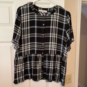 Loft blouse in black/white plaid